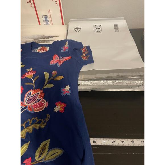 Johnny Was Gracey Crew Neck Swing Dress Womens XXS Embroidered Floral Butterfly - Picture 8 of 10